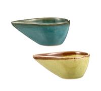 EXAOMBLE Essential Oil Bowls Ceramic Set 2Pcs with Ice Crack Glaze Green Blue for Facial Mixing and Home Aromatherapy