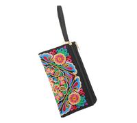 EXAOMBLE Ethnic Embroidery Clutch Bag for Women with Zippered Design and Lightweight Polyester Material, Featuring Unique Folk Art Patterns, for Evening Party and Festivals