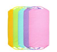 EXAOMBLE Exfoliating Washcloth with Drawstring Design for Shower and Bath, Portable Double-sided Scrub Cloth Made of Fiber and Polyester for Travel and Business Trips