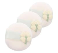 EXAOMBLE Face Powder Puff 3pcs with Four Leaf Shamrock Shape, Embroidered Plush Cloth, Soft Makeup Pads for Loose Powder, Lightweight, Designed for On-the-go Touchups