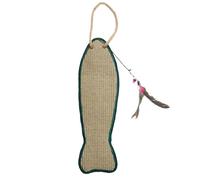 EXAOMBLE Fish Shaped Sisal Cat Scratch Pad Claw Grinding Mat 13.3x53cm Sofa Protector Hanging Scratcher Pet Training Toy for Indoor Cats Random Color