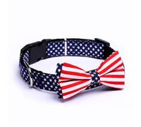 EXAOMBLE Flag Collar for Dogs and Cats with Bowtie, Stylish Cloth Pet Collar Designed Not to Hurt Neck, for Daily Wear and Outdoor Activities