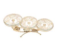 EXAOMBLE Fruit Tray Elegant Snack Plate Crystal Glass with Stylish Design and Golden Finish, and Cake Display Stand for Living Room and Kitchen