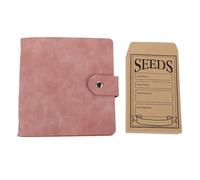 EXAOMBLE Garden Seed Packet Organizer Binder with Reusable Self-Sealing Envelopes and PU Leather Cover for Vegetable and Flower Seed Storage in Pink