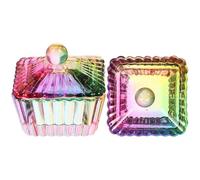 EXAOMBLE Glass Nail Accessory 2pcs Manicure Bowls with Lid for Acrylic Liquid Mixing and Cleaning in Nail Salons 1.54In Square Dappen Dish