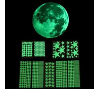 EXAOMBLE Glow Dark Moon and Stars Wall Stickers for Rooms, Removable Luminous PVC Decals Colourful Vibrant Design, Ceiling and Wall Decor for Nursery Or Bedroom