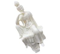 EXAOMBLE Guanyin Buddha Statue Small Praying Bodhisattva Sculpture 12.5cm Hand-carved Ivory Nut Feng Shui Ornament Chinese Goddess Figurine for Home Living Room Décor