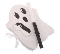 EXAOMBLE Halloween Ghost Piñata 3d Paper Candy Holder with Stick and Eye Mask, Easy to Assemble and Smash, White Hollow Interior, Spooky Party Decoration for Haunted House or Indoor