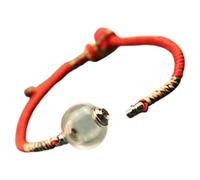 EXAOMBLE Hand-woven Chinese Zodiac Red Glass Bead Pendant Bracelet Rope and Adjustable Length Skin-friendly Material New Year Gift