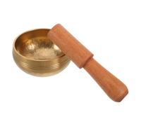 EXAOMBLE Handcrafted Nepal Singing Bowl 8cm Copper and Wood with Hammered Pattern for Pure Sound Experience and Enhanced Wellbeing, for Travel and Meditation