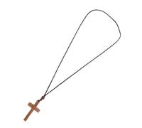 EXAOMBLE Handcrafted Wooden Cross Pendant Car Mirror Hanging Charm Simple Installation Fit Spiritual Prayer Necklace Polished Natural Wood Crucifix for Religious Decoration and Protection