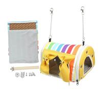 EXAOMBLE Hanging Parrot Tent Bird Nest Breathable Cage Hammock Small Rainbow Yellow Soft Warm Resting Hut for Budgerigar Parakeet Pet Bird Sleeping Tent