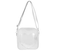 EXAOMBLE Heart Shape Pu Leather Shoulder Bag for Women with Zipper and Big Capacity, Lightweight Compact Crossbody Purse Suitable for Dinner Party and Prom in White