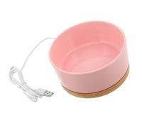 EXAOMBLE Heated Water Bowl for Cats and Chickens, Ceramic and Wood Material, Stylish round Design, Thermal Outdoor Pet Waterer for Winter Indoor Use, Fresh Water and Reduced Maintenance