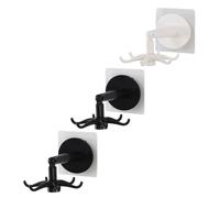 EXAOMBLE Kitchen and Bathroom Rotatable Adhesive Hooks 3Pcs Self-Adhesive Wall-Mounted Towel and Utensil Holder Black and White