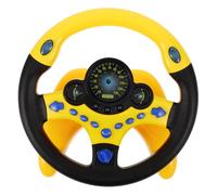 EXAOMBLE Large Yellow Toy Car Steering Wheel with Suction Cup and Base, 360° Rotating Musical Steering Wheel Toy for Boys and Girls’ Passenger Seat Play and Pretend Driving