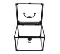 EXAOMBLE Lockable Makeup Train Case with Large Capacity and Padlock, Cosmetic Organizer Box for Bathroom and Vanity, Portable Aluminum and Plastic Storage with Keys