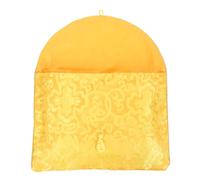 EXAOMBLE Luxury Yellow Brocade Scripture Pouch with Knot Closure A4 Silk File Bag for Buddhist Texts Embroidery Envelope for Wedding Invitations and Special Occasions