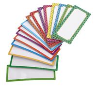 EXAOMBLE Magnetic Name Tags Multi-Purpose 16pcs Assorted Colour Dry Erase Labels Reusable PVC and Pet Film Stickers for School Classroom Whiteboard Organisation