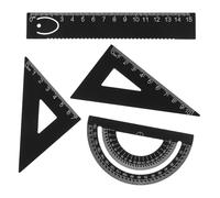 EXAOMBLE Metal Ruler Measuring Kit 4pcs Set with Precise Protractor and Drawing Ruler for Students and, Professional Geometry Tools for School and Office Use