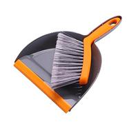 EXAOMBLE Mini Broom and Dustpan Cleaning Set, Mini Desktop Sweeping Tools with Plastic Brush, Gray and Orange Compact Cleaning Supplies for Home, Office, Kitchen Use