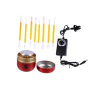 EXAOMBLE Mini Pottery Wheel Turntable Clay Making Machine Red UK Plug, Electric Pottery Wheel for DIY Crafting and Clay Sculpting at Home or Studio