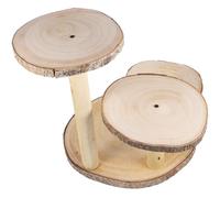 EXAOMBLE Multi-Function Wooden Cupcake Tower Stand Khaki Rustic Cake Display for Traditional Gatherings and Wedding Decor