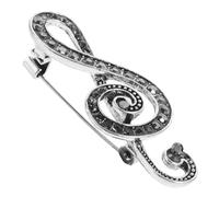EXAOMBLE Musical Note Brooch Rhinestone Pin Zinc Alloy Metal Music Accessory for Women Suitable for Formal Events and Parties 1.85In Comfortable to Wear