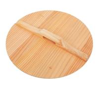 EXAOMBLE Natural Thick Solid Cedar Wood Wok Lid 24cm with Handle, Household Kitchen Pot Cover Anti-spill Cooking Tool for Stir-fry and Rustic Wood Cookware Random Style