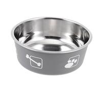 EXAOMBLE Non-Slip PET Food Bowl Silicone Base Colorful Paw Print Stainless Steel Dog and Cat Feeding Dish Anti-Tipping 1-Piece Set for Puppies and Kittens