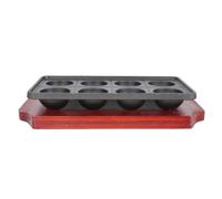 EXAOMBLE Non-Stick Cast Iron Takoyaki Pan with 8-Hole Octopus Mold, Lightweight and Safe Grill Pan for Making Takoyaki at Home, Sturdy Black Iron with Wooden Handle