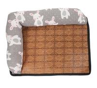 EXAOMBLE Pet Summer Cooling Pad Non-slip Rattan Dog Bed Mat with Double-sided Pillow S Size for Indoor Outdoor Use