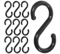 EXAOMBLE Plastic S-Shaped Hooks Clothes Hangers for Bathroom Towel Holders and Kitchen Hanging 2.20X1.10 Inch Black Multipurpose 2 Pieces