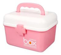 EXAOMBLE Portable Double-Layer Medicine Box Pink 21x16.5x15cm Multi-Function - Storage Organizer for Home Use