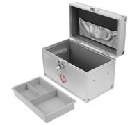 EXAOMBLE Portable First Aid Box with Large Capacity and Leakproof Aluminium Alloy Design, Round Corner Edges and Handle for Medicine Storage at Home or School