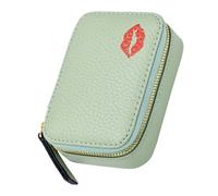 EXAOMBLE Portable Lipstick Carrying Bag with Mirror Small Pu Cosmetics Makeup Pouch for Travel and Office Organiser to Keep Lipsticks Neatly Stored in Light Green