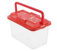 EXAOMBLE Portable Medium Red Plastic Fish Tank with Handle for Reptiles Turtle and Small Pets Transport, Hydroponic Fish Aquarium Container for Betta and Hermit Crabs