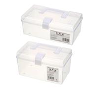 EXAOMBLE Portable Storage Boxes Plastic Handheld Medicine Organiser Cases Large-capacity 2pcs Suitable for Home and Travel Use