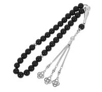 EXAOMBLE Prayer Beads Agate 33 Beads Black Necklace Use for Islamic Weddings and Large Gatherings of Muslims