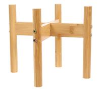 EXAOMBLE Raised Bamboo Dog Bowl Feeder Stand for Pets Provides Best Feeding Posture and Elevates Bowl Suitable for Household Use Single Khaki Holder