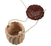 EXAOMBLE Rattan Crossbody Bag Lightweight and Charming Design Mini Acorn Shaped with Plastic and Cotton Rope, Stylish Storage Basket for Summer Holidays and Shopping