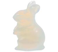 EXAOMBLE Realistic Small Crystal Stone Rabbit Figurine Lightweight Decorative Bunny Ornament for Home Décor and Garden Display, White Crystal Small Statue