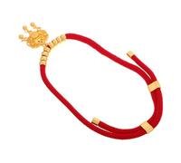 EXAOMBLE Red Rope Pet Necklace with Beads and Longevity Lock for Small Dogs and Cats Festive Pet Jewelry with Bell for Celebrations and Special Occasions
