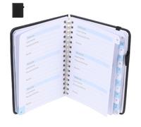 EXAOMBLE Refillable A6 Address Book with Spiral Binding, Alphabetical Tabs and Pen Holder, Password Keeper Notebook for Office and Seniors, Black Hardcover Organizer for Travel and Daily