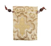 EXAOMBLE Silk Drawstring Pouch Small Chinese Coin Purse Embroidered Brocade Bag for Jewelry Storage and Chinese New Year Wrapping, Traditional Asian Style 10x13cm