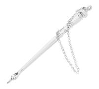 EXAOMBLE Silver Metal Jewish Torah Pointer 17Cm Yad Finger Bible Reading Tool for Adult Bar Mitzvah Use Featuring Blue and White Ribbon Grip for Home and Synagogue