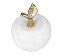 EXAOMBLE Small Ceramic Apple Ornament with Gold Leaf Accent Realistic Fruit Sculpture for Home and Office Decor Lifelike Photography Prop Compact Porcelain Craft for Indoor Display