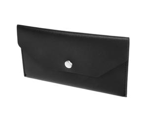 EXAOMBLE Small Pu Leather Money Budget Wallet for Women with Snap Closure and Double-layer Layout, Easy Access Coin Purse and Cash Holder for Shopping or Work, Portable Black Wallet