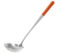 EXAOMBLE Stainless Steel and Wood Kitchen Spoon with Smooth Surface, Sturdy and Not Easy to Deform, for Home Cooking and Serving Porridge or Soup