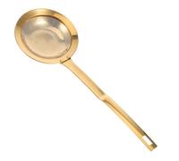 EXAOMBLE Stainless Steel Oil Filter Colander Spoon with Fine Mesh and Golden Handle, Essential Kitchen Tool for Oil Filtration and Food Straining, for Home Cooking and Hot Pot